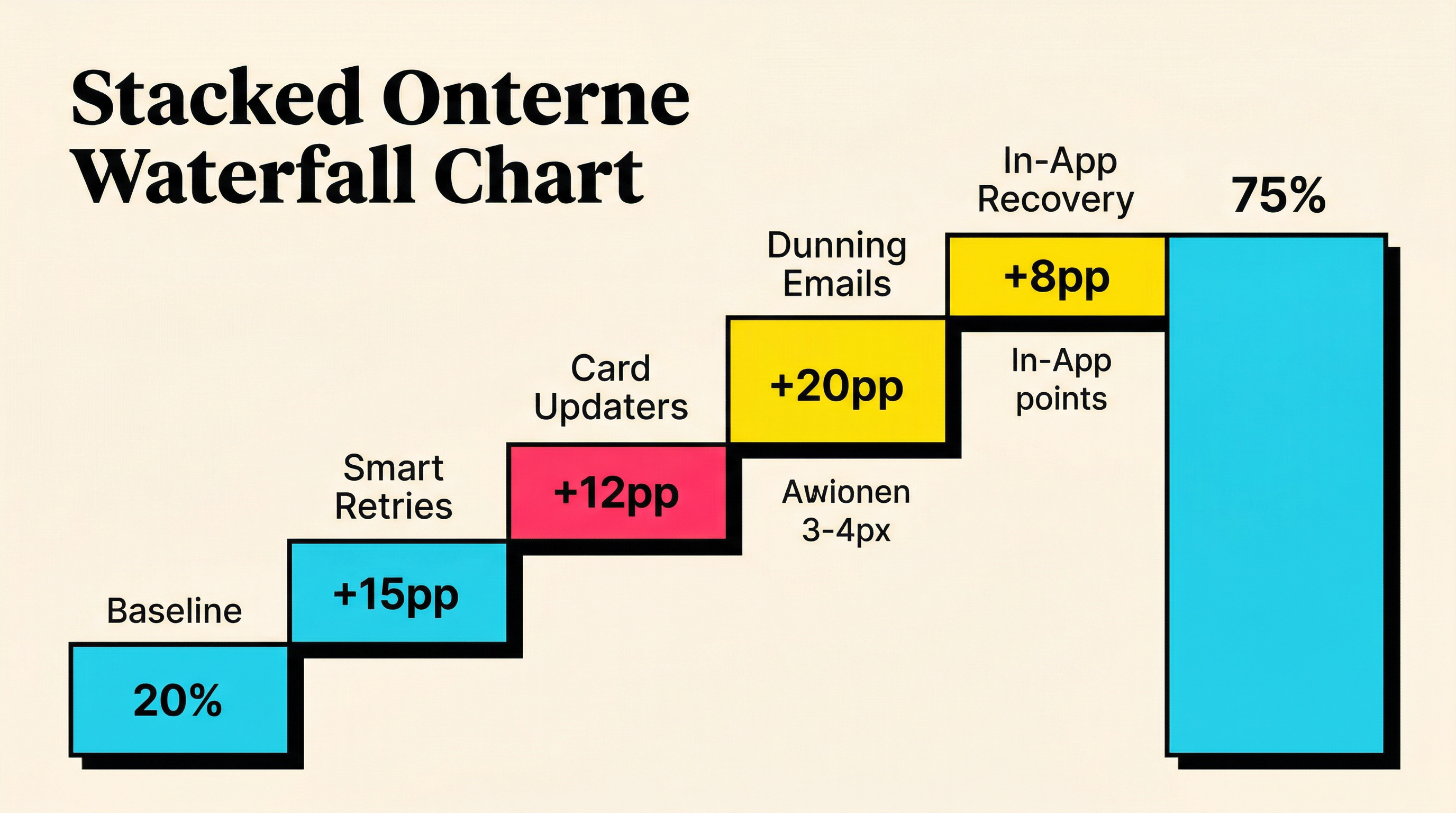 Payment recovery optimization stack showing incremental impact of each strategy layer