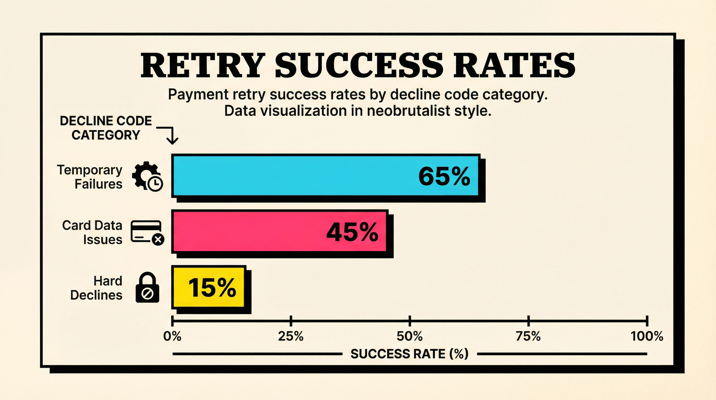 Payment retry success rates by decline code