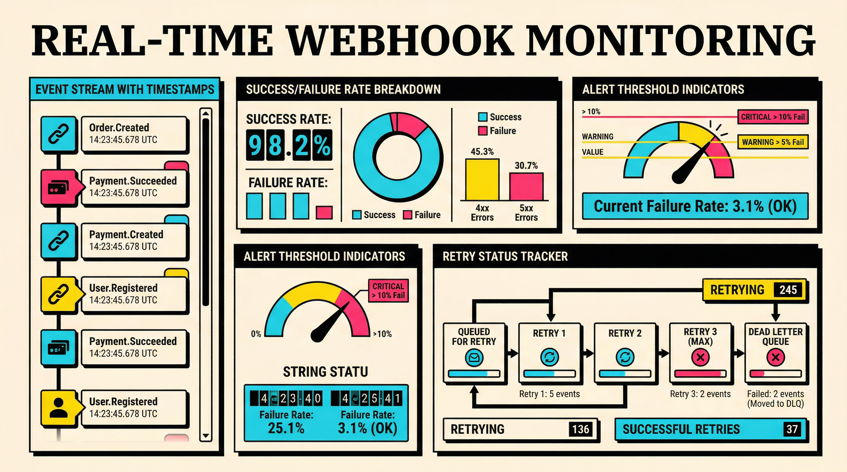 Real-time monitoring dashboard for webhook events